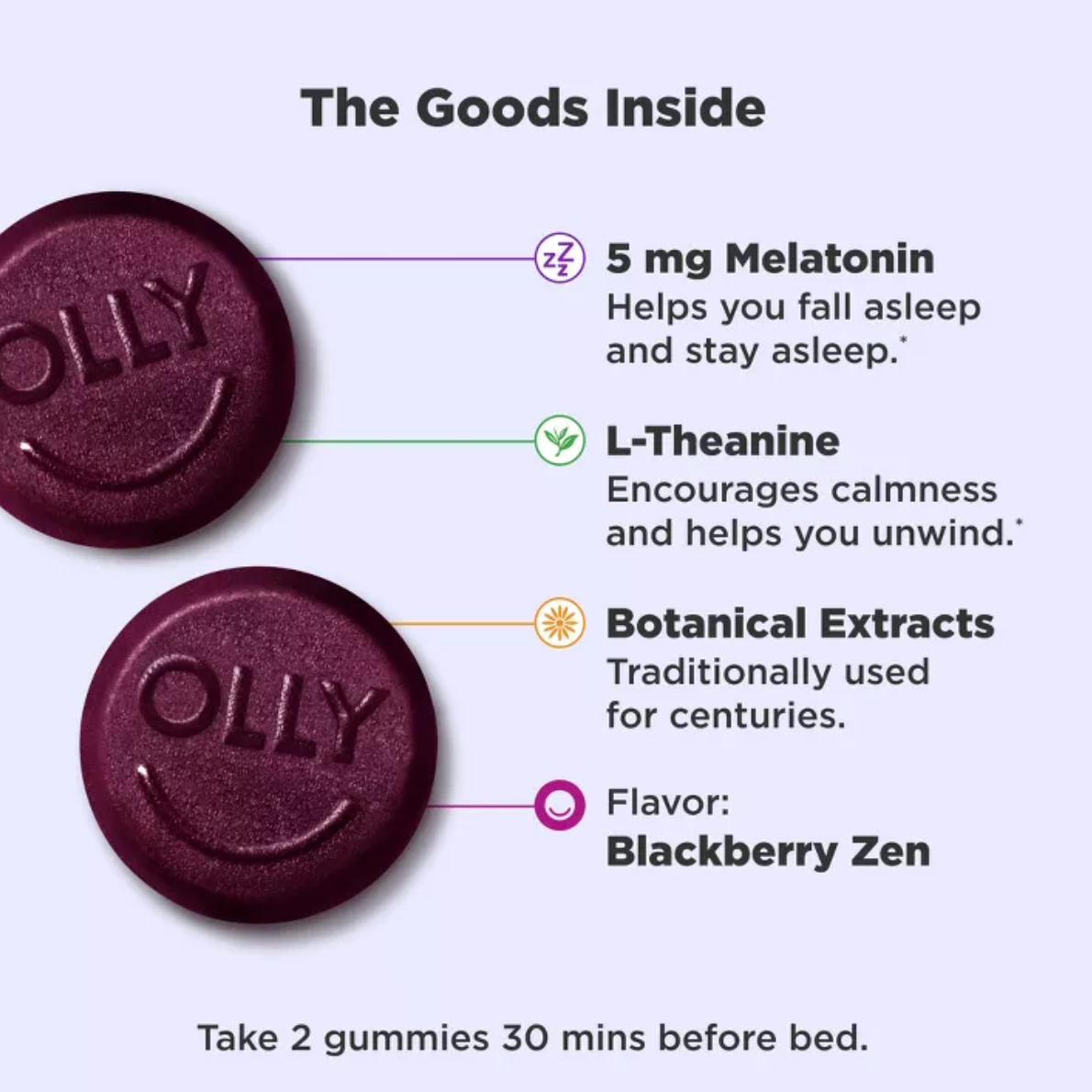OLLY EXTRA STRENGTH SLEEP GUMMIES WITH 5MG MELATONIN - BLACKBERRY ZEN