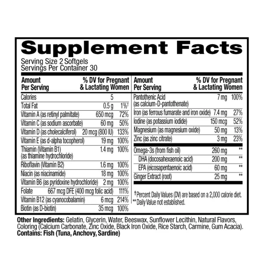 OLLY ULTRA STRENGTH PRENATAL MULTIVITAMIN SOFTGELS WITH FOLIC ACID + DHA