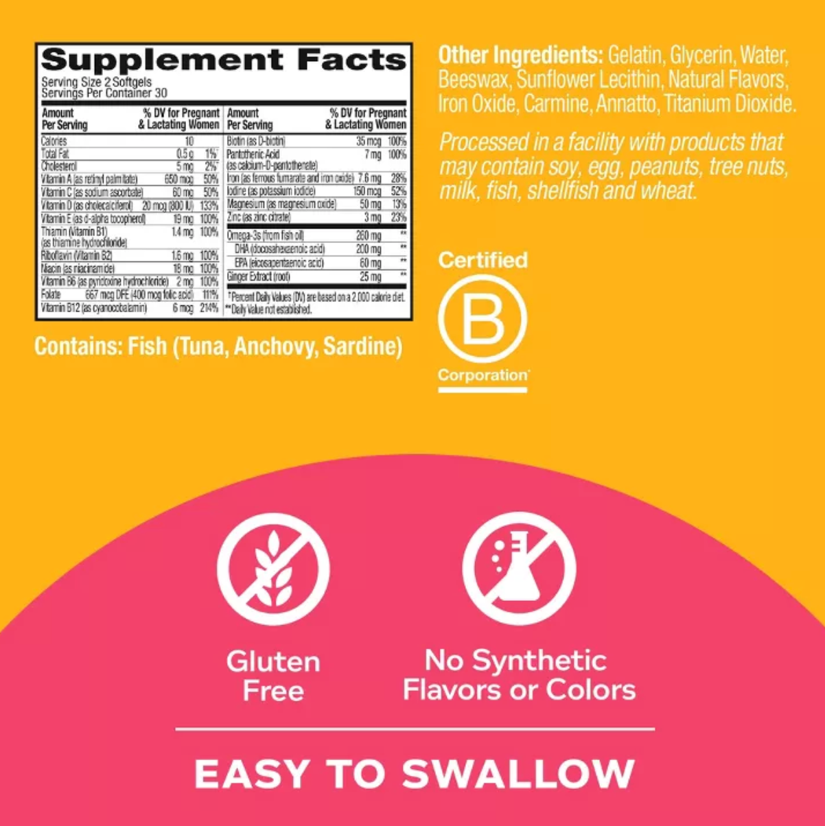 OLLY ULTRA STRENGTH PRENATAL MULTIVITAMIN SOFTGELS WITH FOLIC ACID + DHA