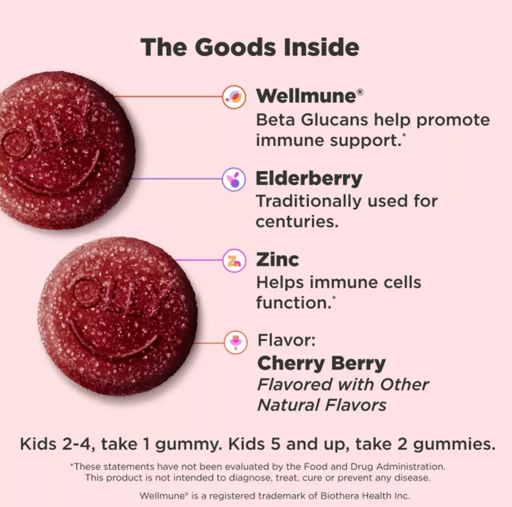 OLLY KIDS IMMUNITY ELDERBERRY GUMMIES - CHERRY BERRY