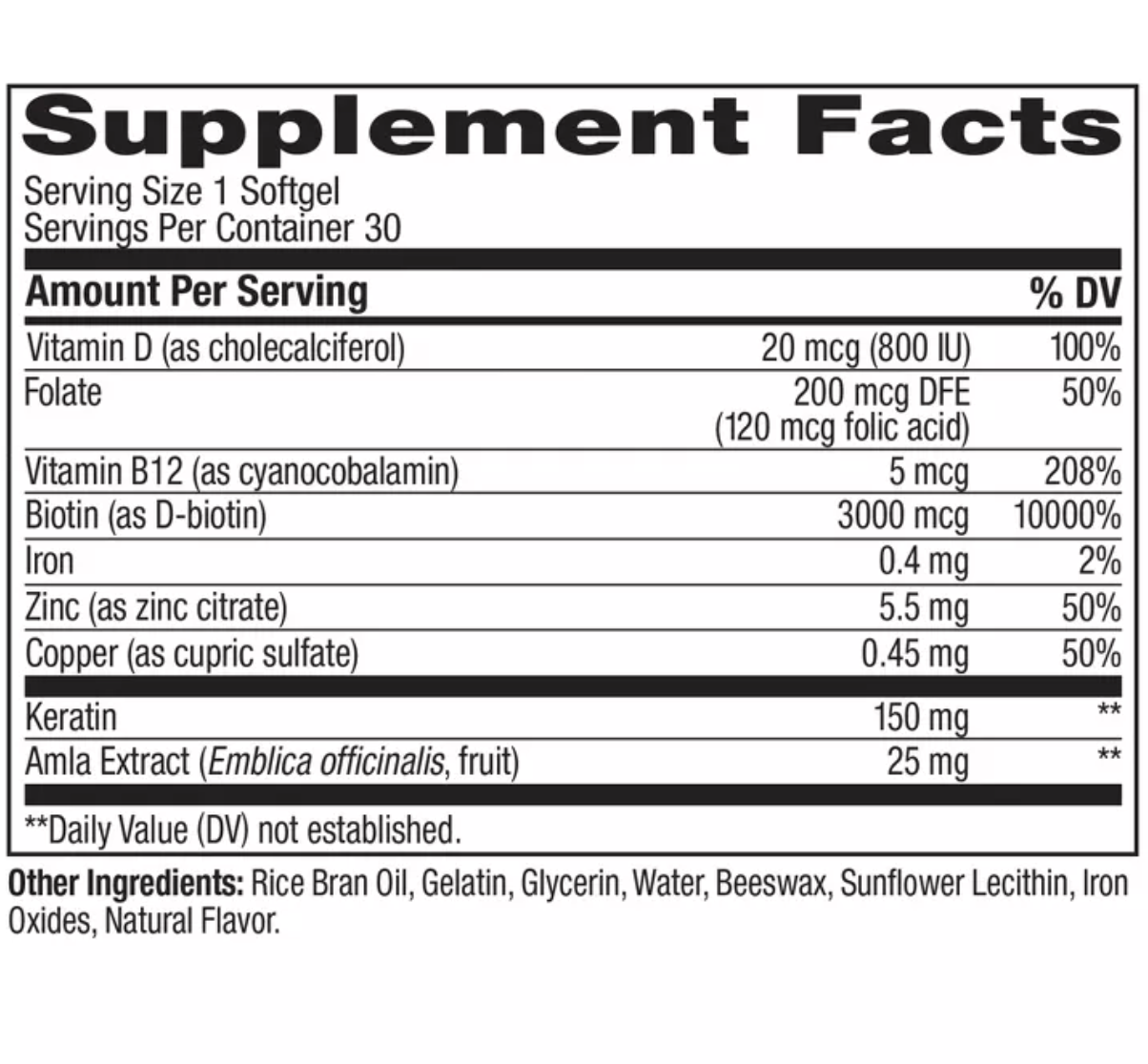 OLLY ULTRA HAIR MULTIVITAMINS SOFTGELS