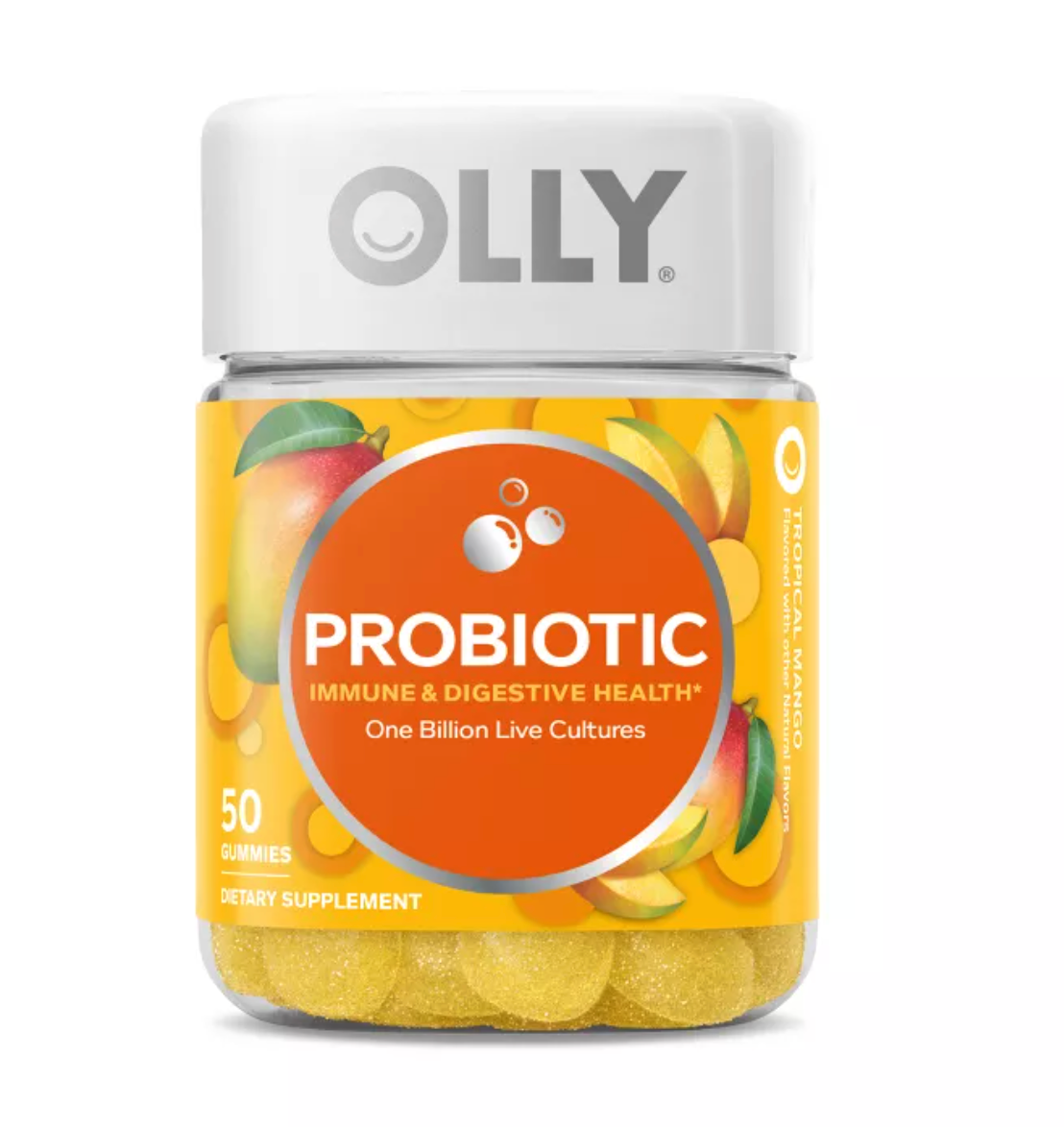 OLLY PROBIOTIC CHEWABLE GUMMIES FOR IMMUNE AND DIGESTIVE SUPPORT - TROPICAL MANGO