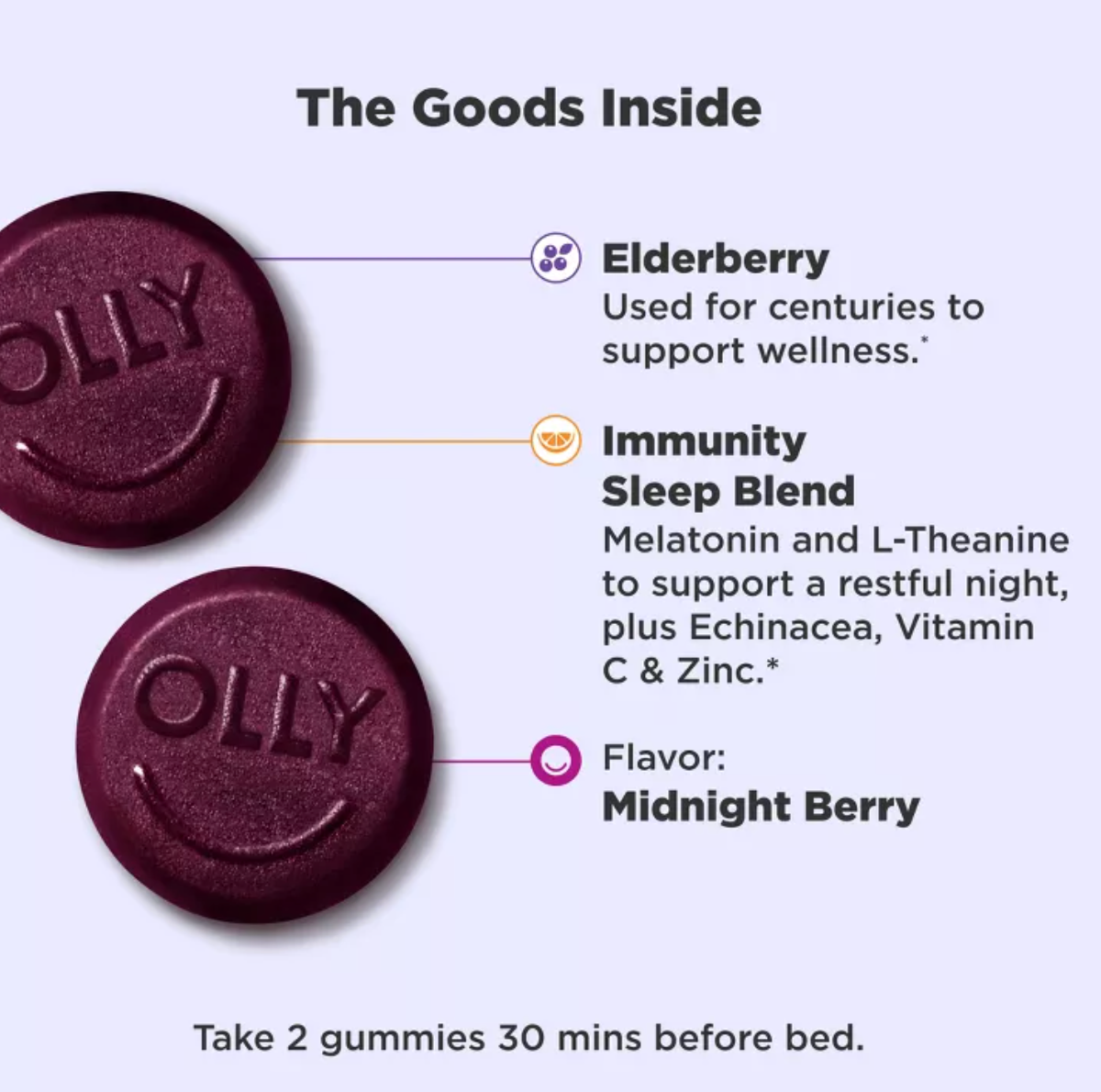OLLY IMMUNITY + SLEEP MULTIVITAMINS GUMMIES - ELDERBERRY
