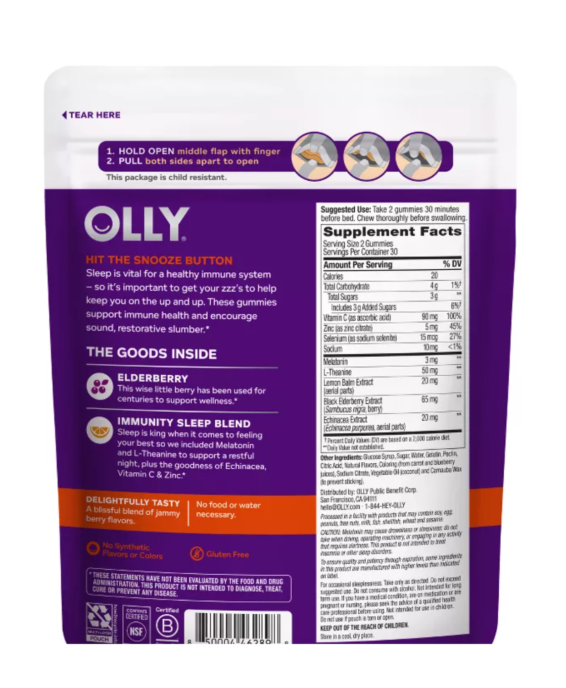 OLLY IMMUNITY + SLEEP MULTIVITAMINS GUMMIES - ELDERBERRY