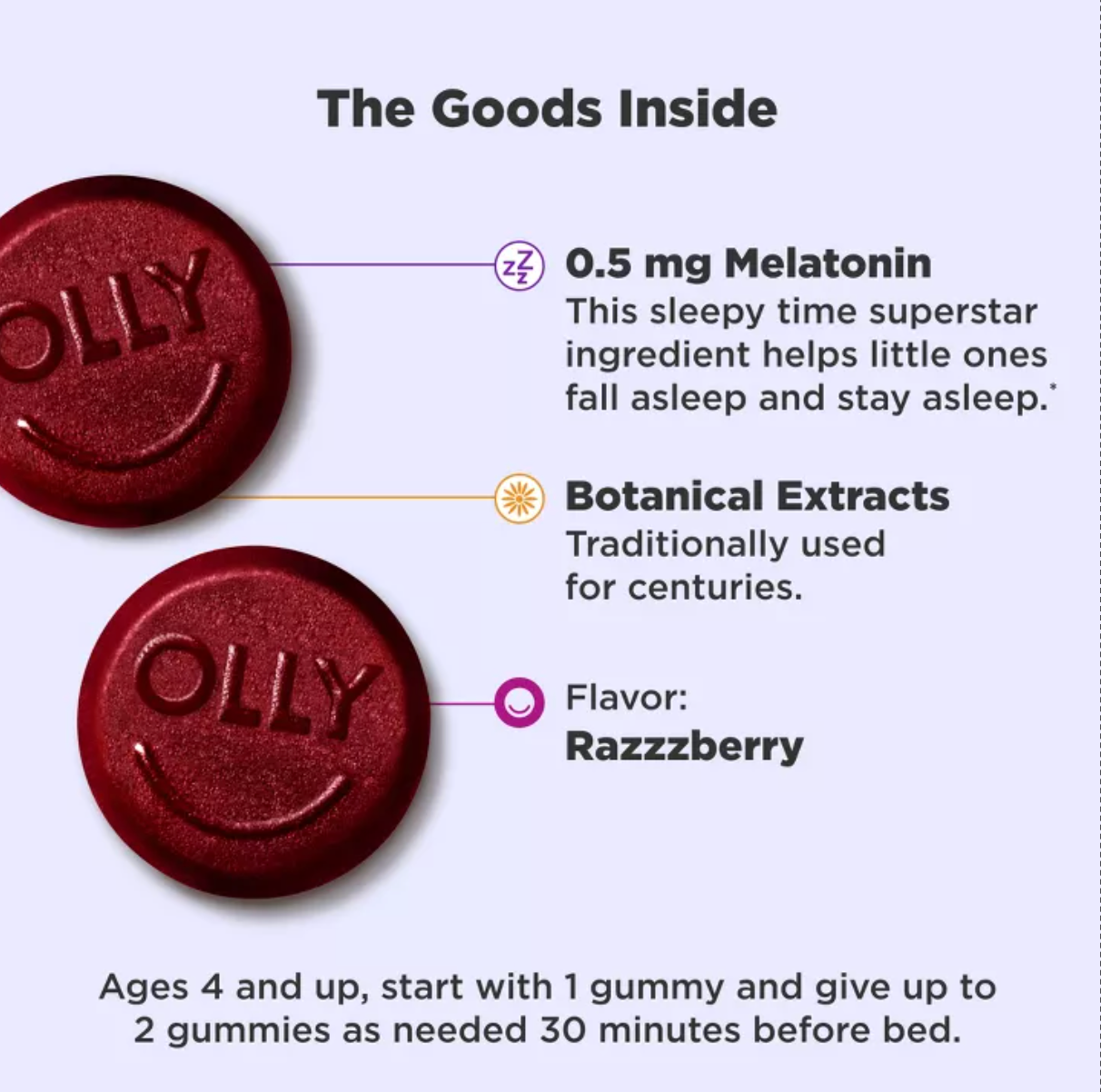 OLLY KIDS SLEEP MULTIVITAMINS GUMMIES - RAZZZBERRY