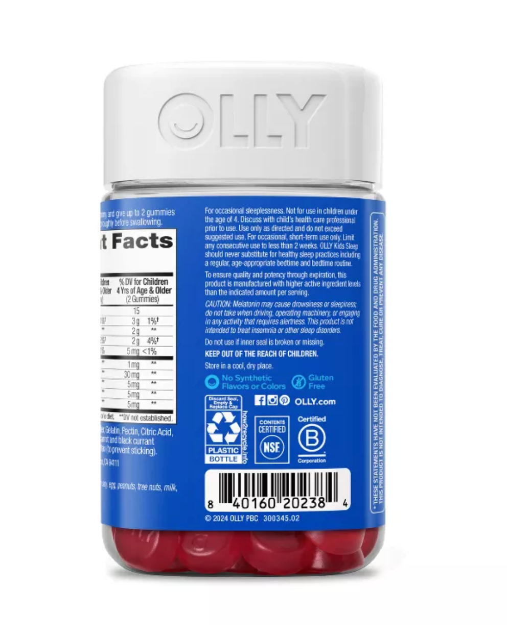 OLLY KIDS SLEEP MULTIVITAMINS GUMMIES - RAZZZBERRY