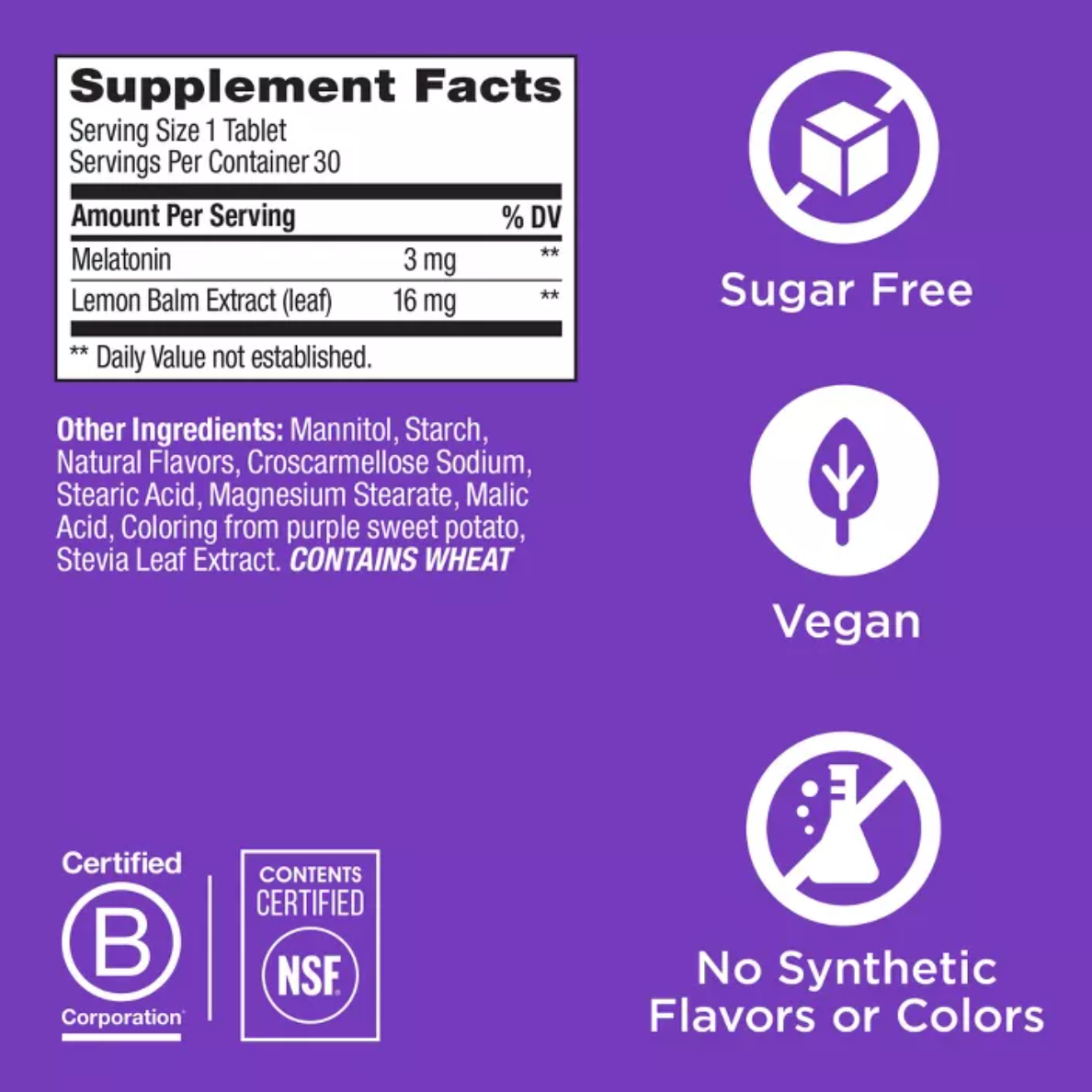 OLLY VEGAN SLEEP FAST DISSOLVES MULTIVITAMINS 3MG TABLETS