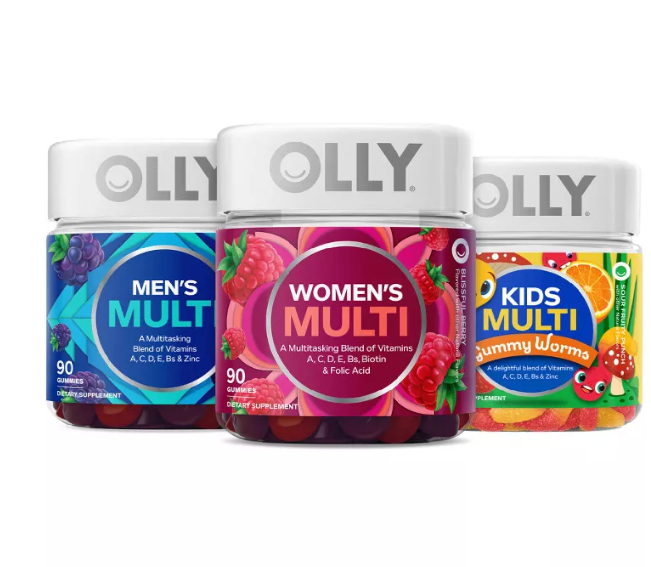 OLLY VITAMINS, WOMEN’S, MEN’S & KID’S MULTI VARIETY 3-PACK
