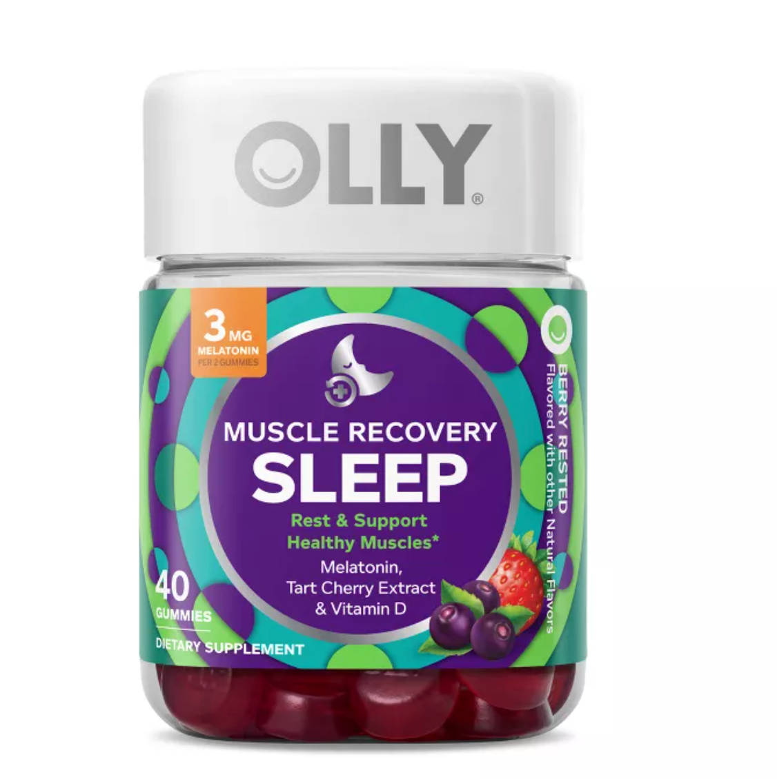 OLLY MUSCLE RECOVERY SLEEP GUMMIES WITH MELATONIN, TART CHERRY & VITAMIN D - BERRY