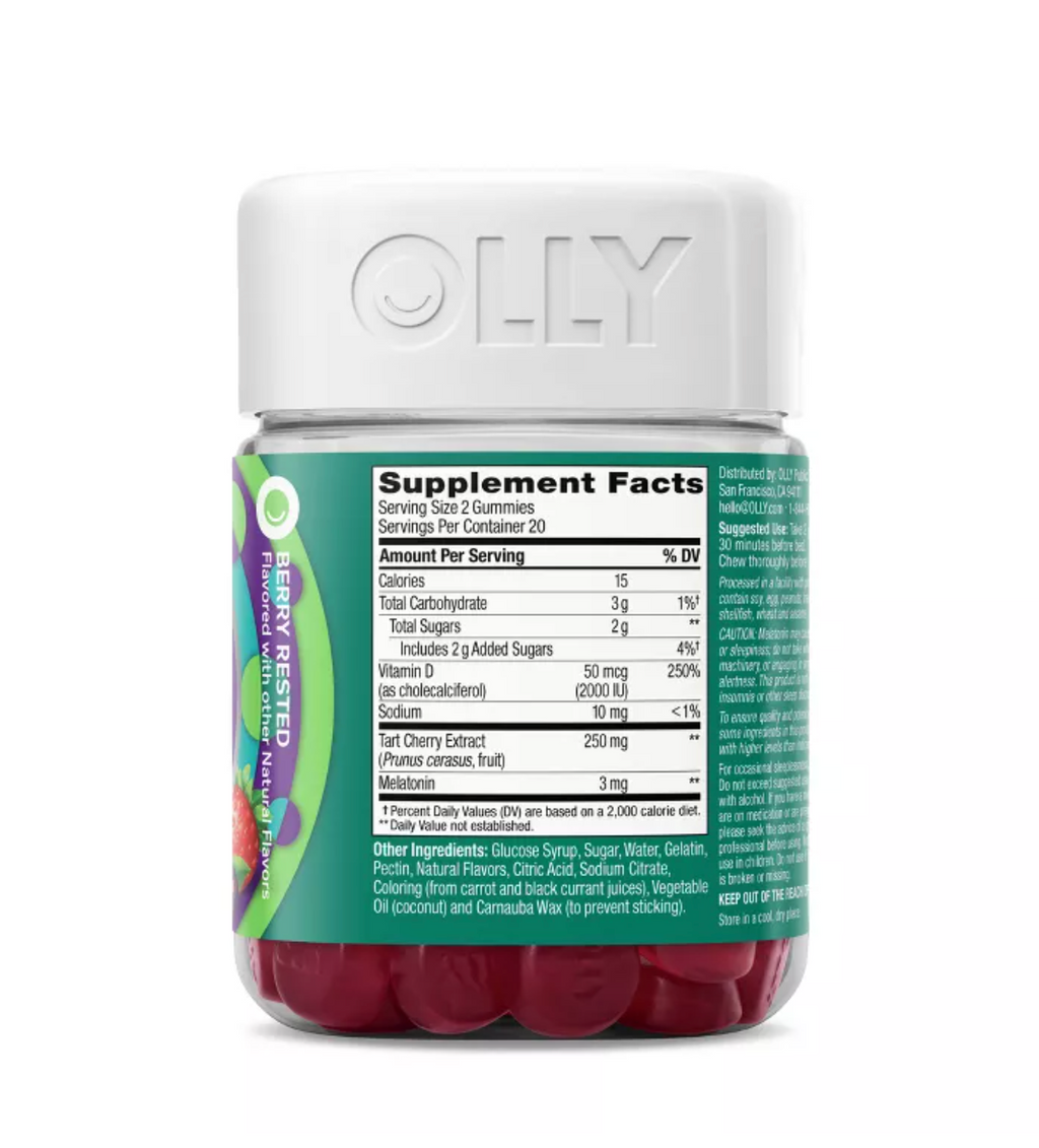 OLLY MUSCLE RECOVERY SLEEP GUMMIES WITH MELATONIN, TART CHERRY & VITAMIN D - BERRY
