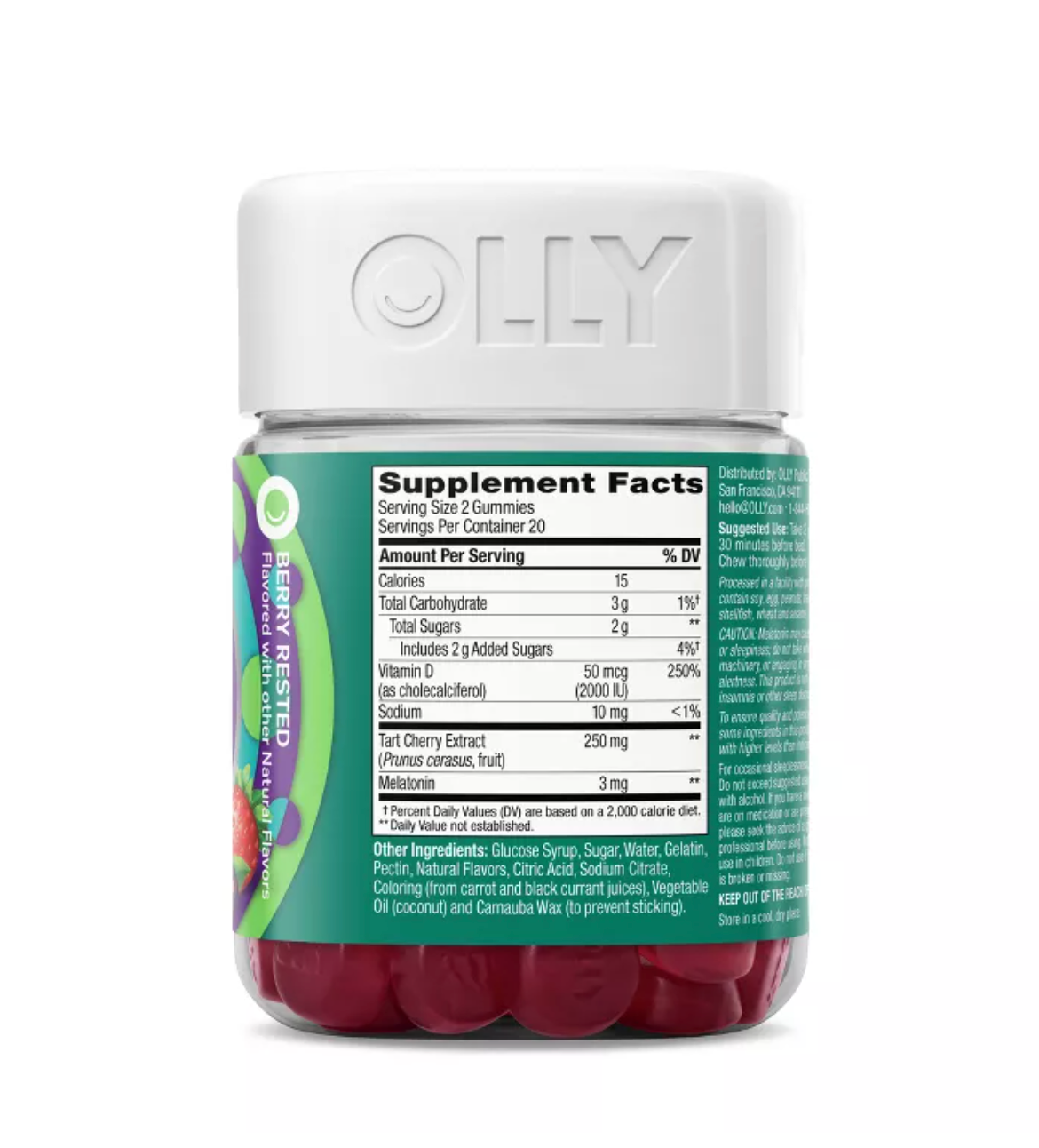 OLLY MUSCLE RECOVERY SLEEP GUMMIES WITH MELATONIN, TART CHERRY & VITAMIN D - BERRY