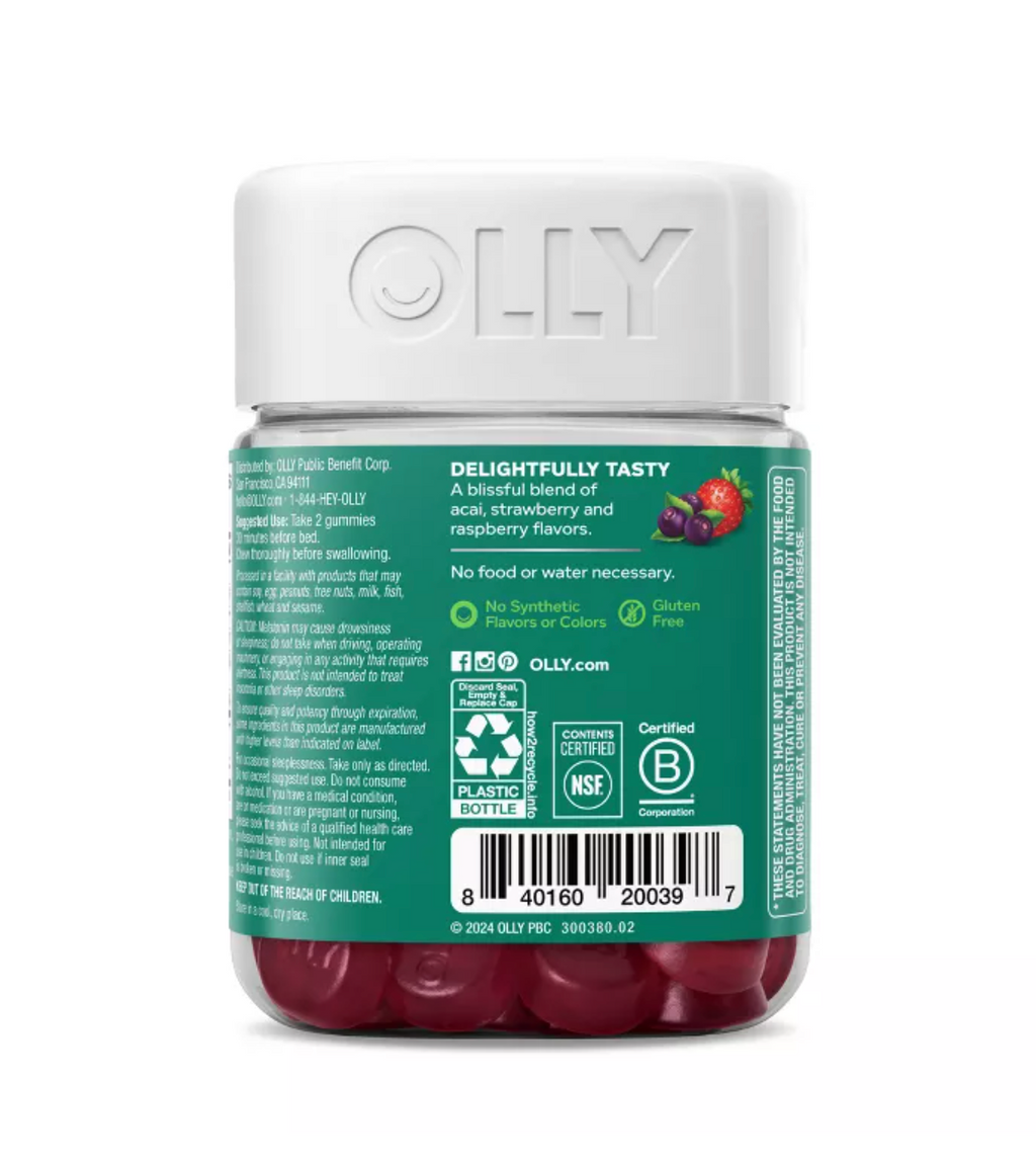 OLLY MUSCLE RECOVERY SLEEP GUMMIES WITH MELATONIN, TART CHERRY & VITAMIN D - BERRY