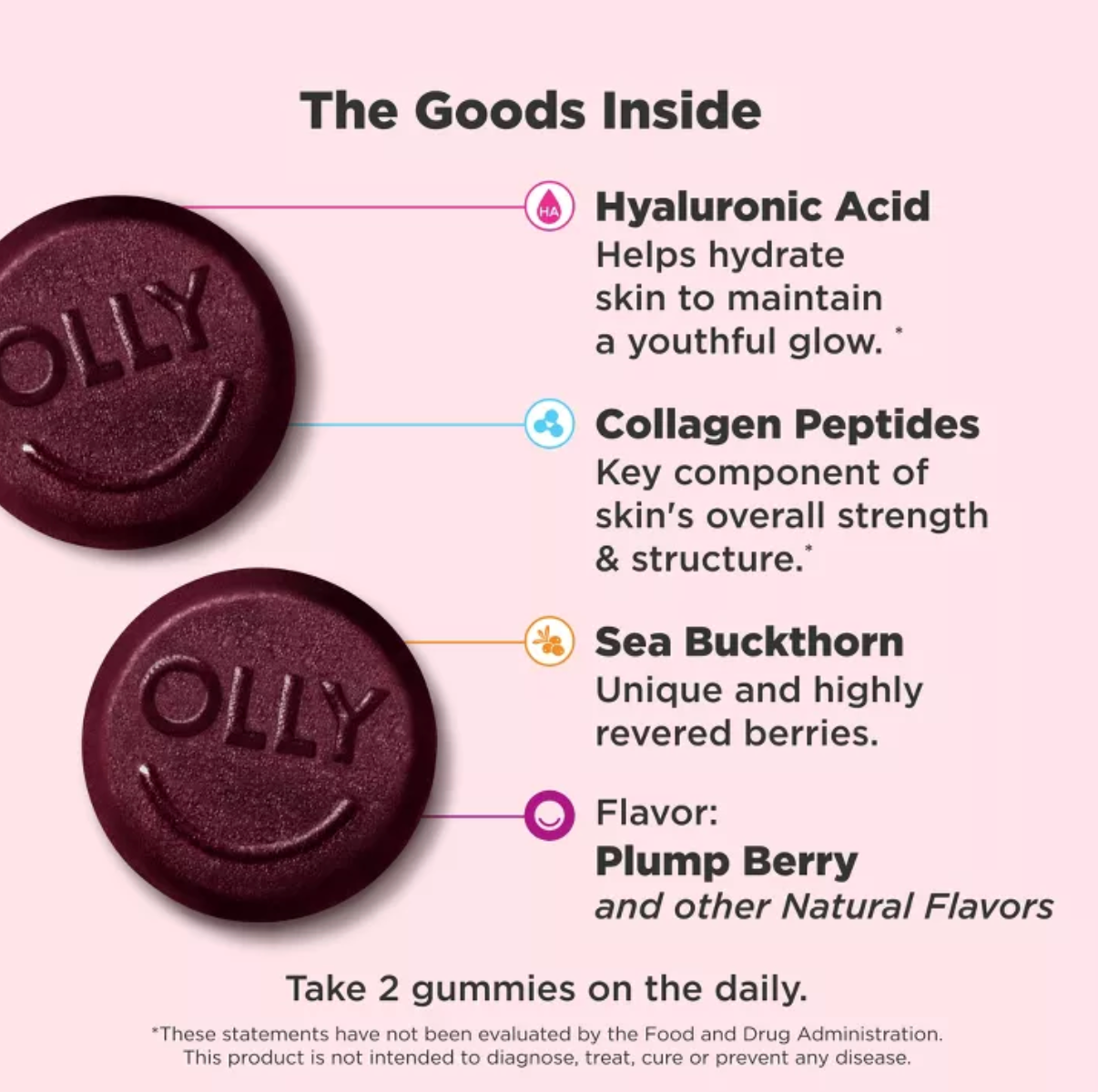 OLLY GLOWING SKIN COLLAGEN CHEWABLE GUMMIES - BERRY