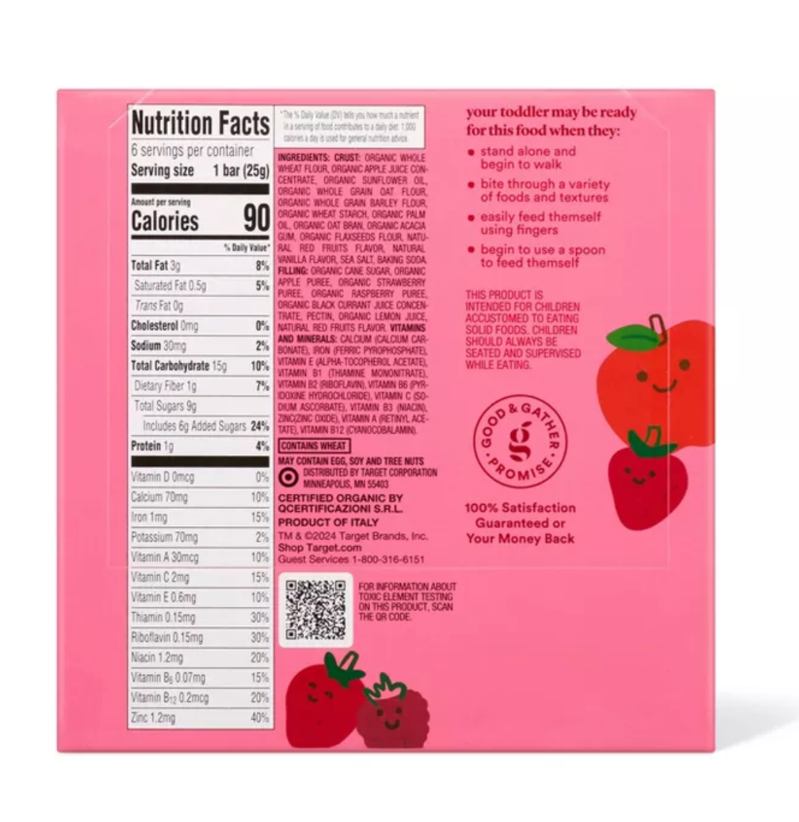 GOOD & GATHER ORGANIC TODDLER STRAWBERRY SNACK BAR