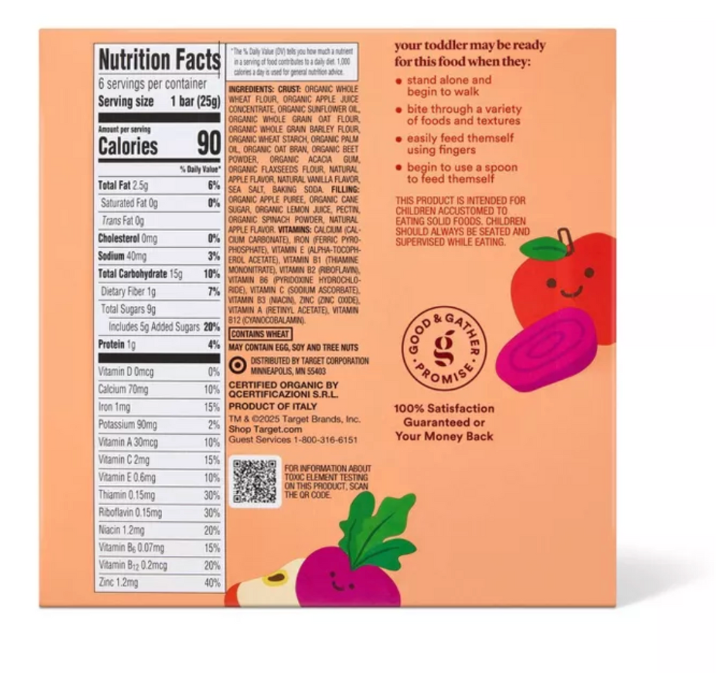 GOOD & GATHER ORGANIC TODDLER APPLE SNACK BAR