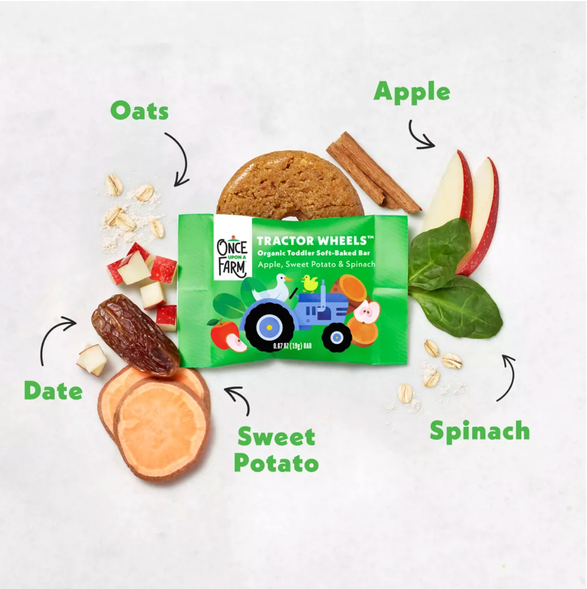 ONCE UPON A FARM APPLE, SWEET POTATO + SPINACH TRACTOR WHEELS